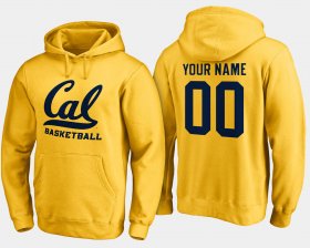 #00 Custom Name and Number Cal Bears Basketball Mens Gold Hoodie 556012-496