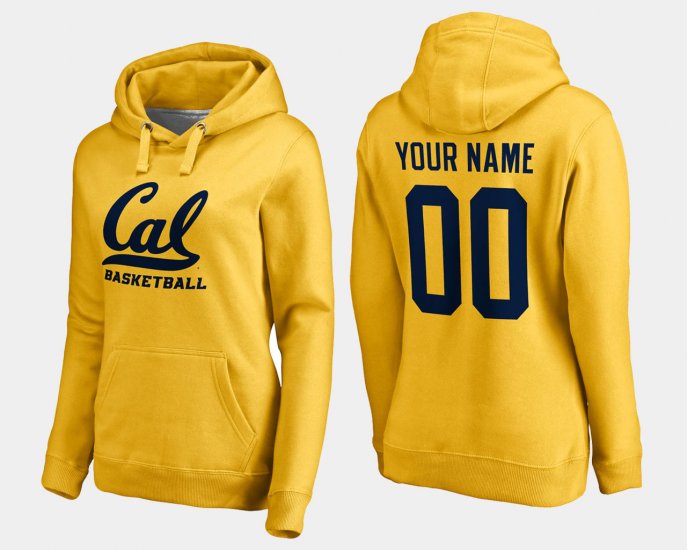 #00 Custom Name and Number University of California Basketball Women\'s Gold Hoodie 374678-351